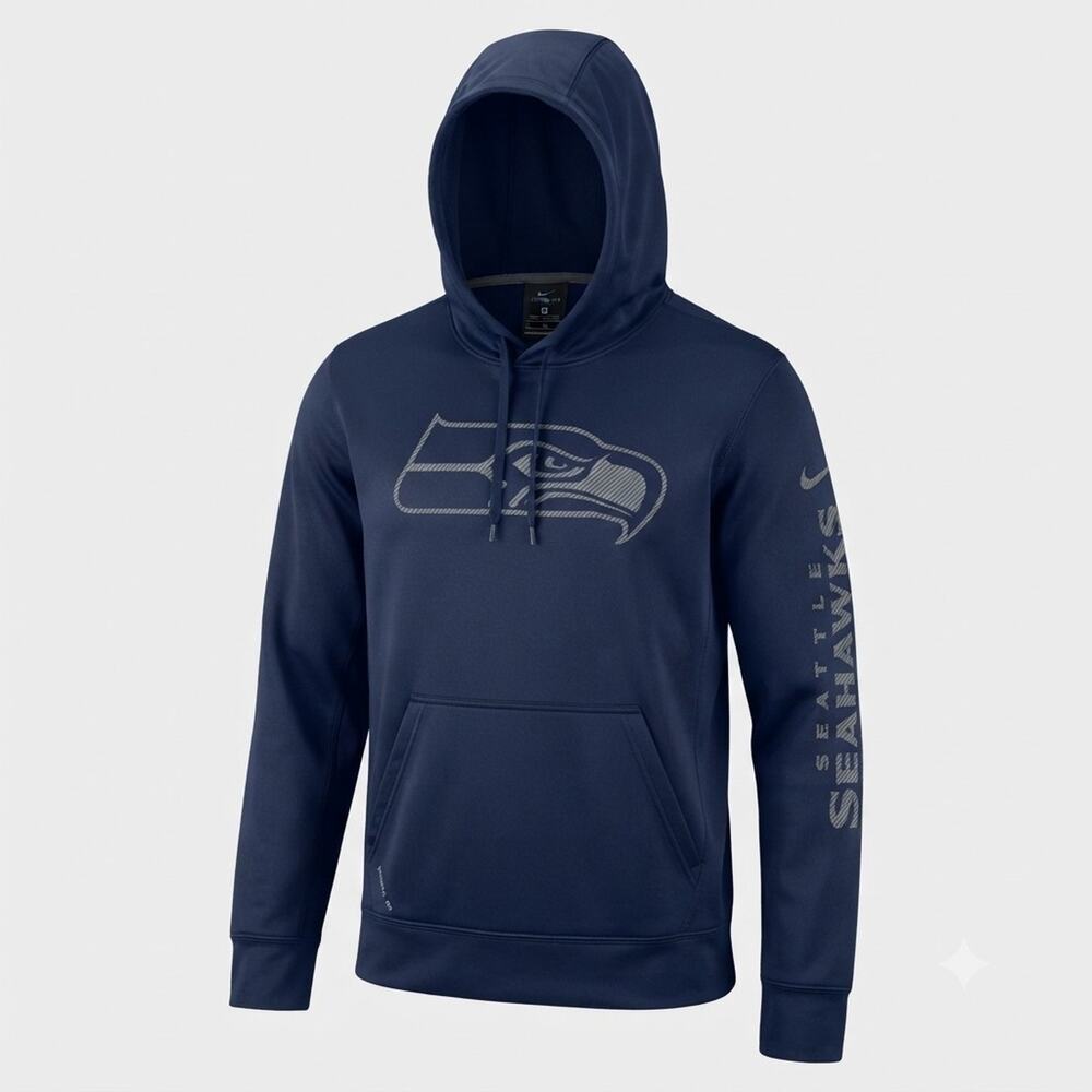 Nike Therma-Fit Seattle Seahawks Hoodie Mens XL Blue NFL Football Sweatshirt
